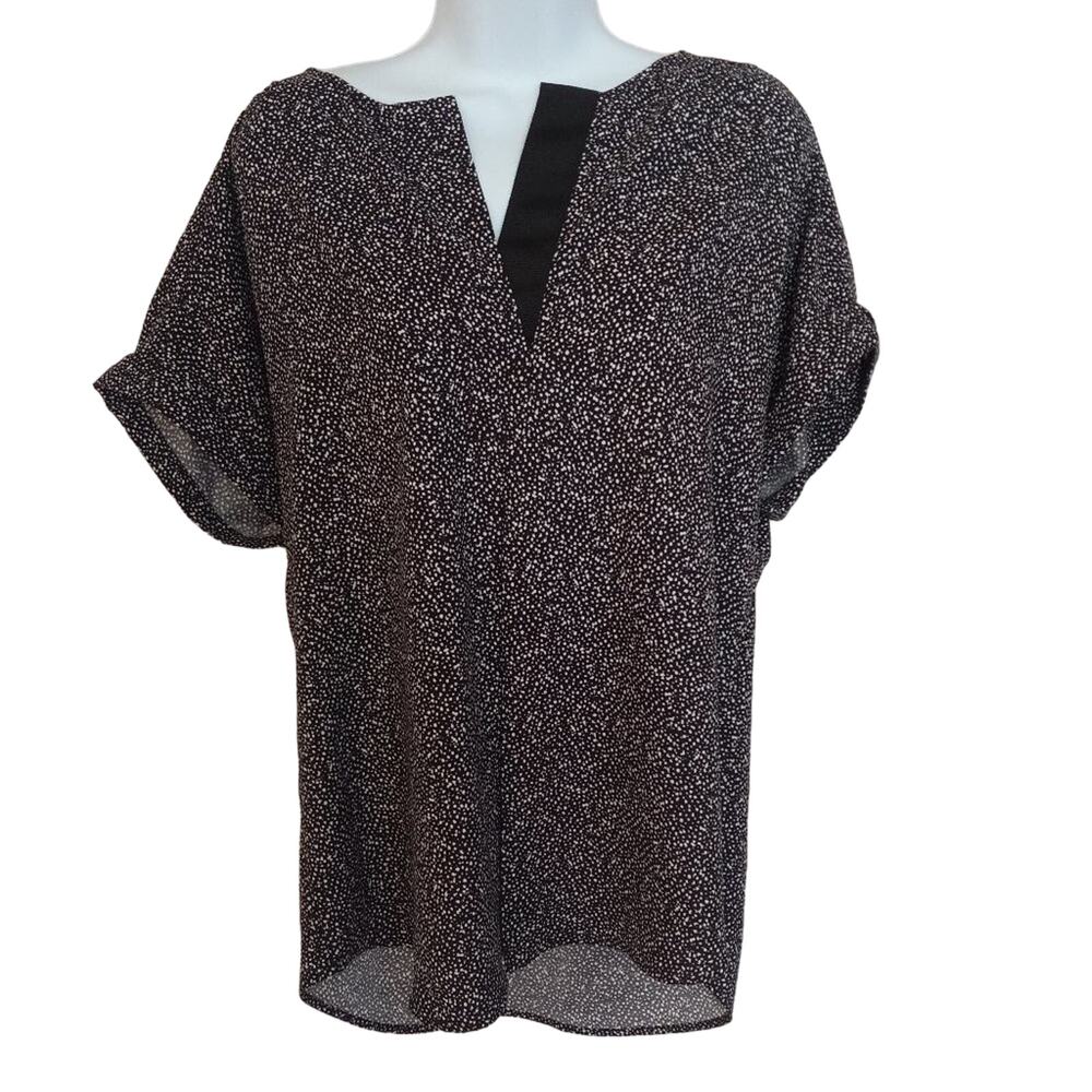 Lord & Taylor Cuffed Sleeve V-neck Top